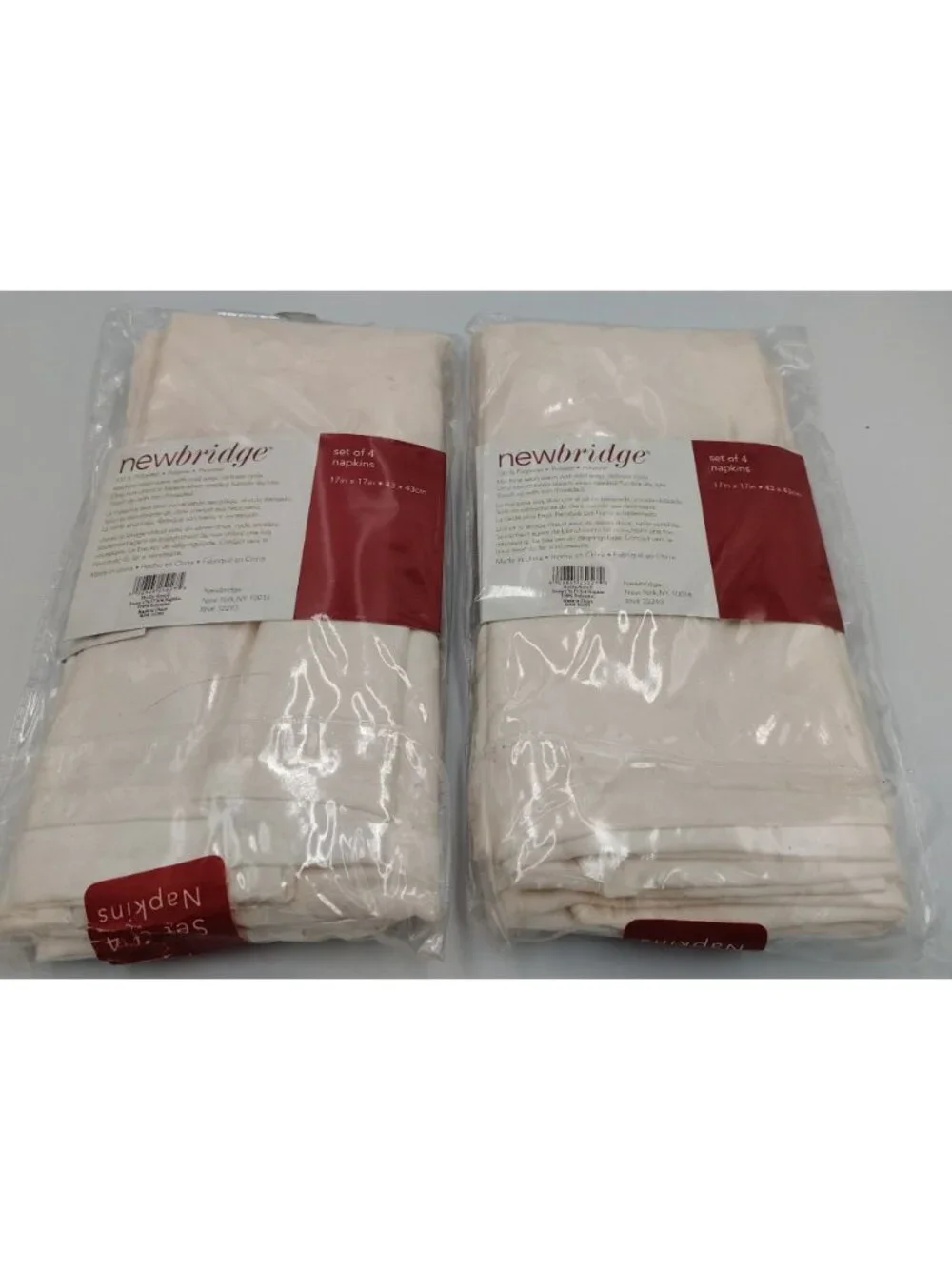 Newbridge Holly Scroll Ivory Cloth Napkins 17x17 Set of 8 Polyester Christmas